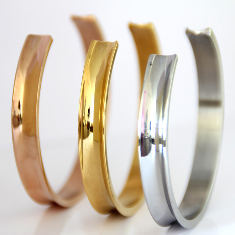 Trendy Stainless Steel Saddle Creative Groove Opening Shaped Bracelet