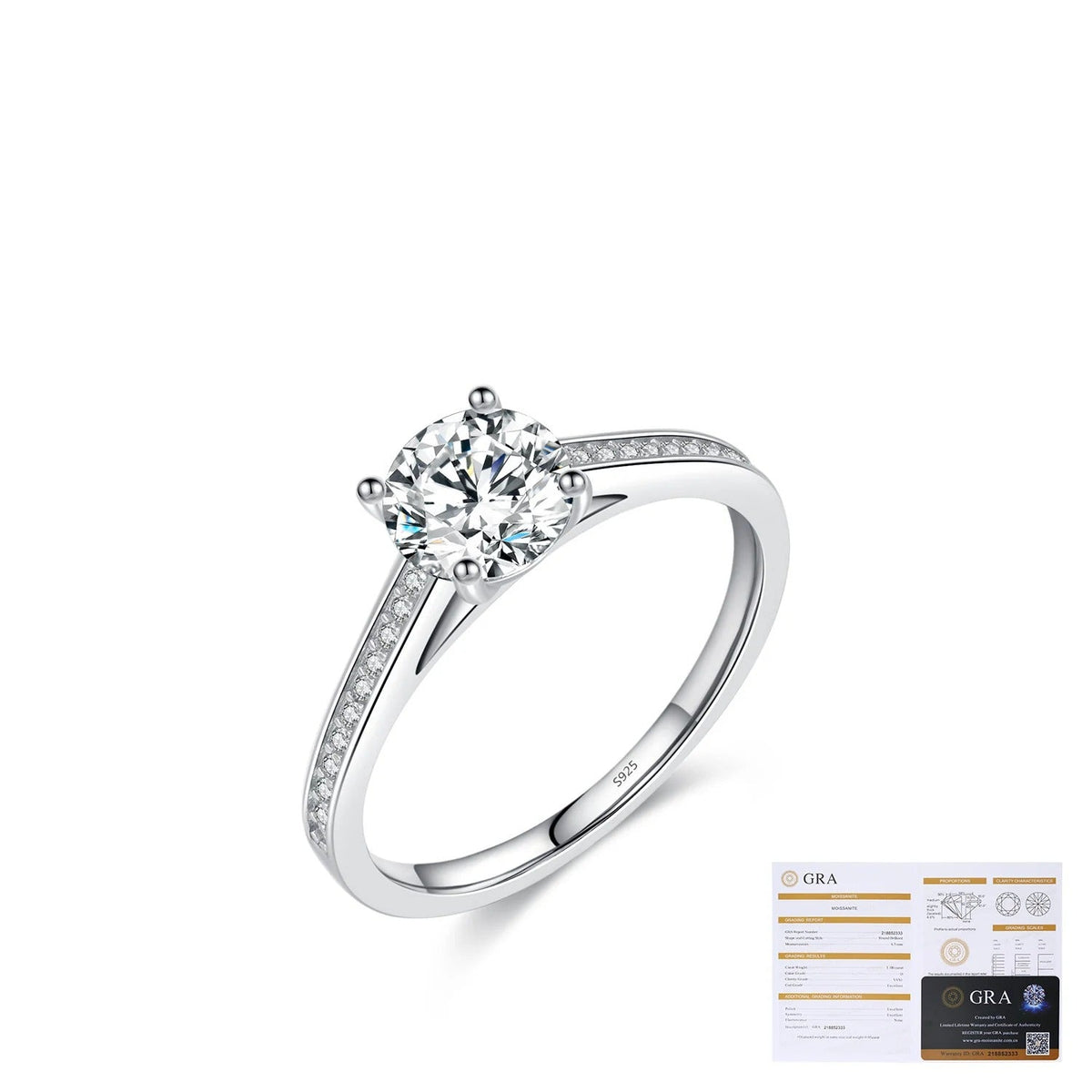 Geometric D-Color VVS1 Moissanite Engagement Ring in Sterling Silver – Modern Minimalist Band for Everyday Wear