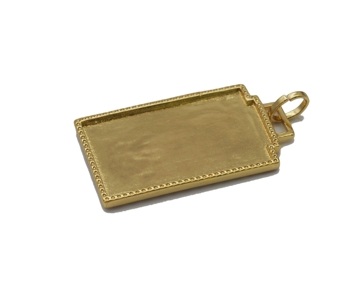 Gold Enamel Evil Eye Heart Moon On Rectangle Charm, Sku#JL111