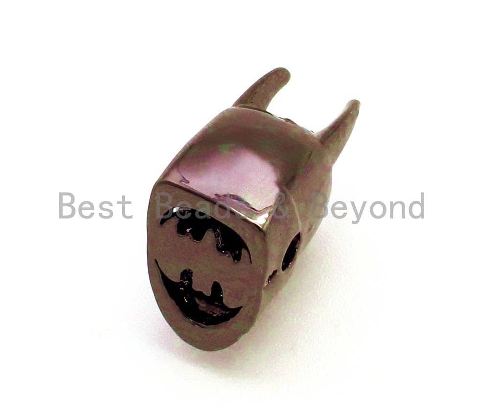 CZ Micro Pave Batman Superhero head Beads, Cubic Zirconia Space Beads, Men's Bracelet Charms, 12x8mm, sku#G139