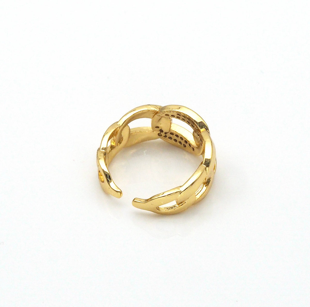 CZ Pave Oval Link Shape Adjustable Ring,X224