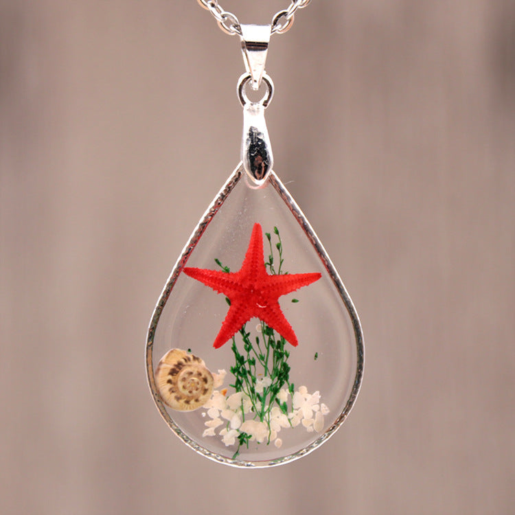 Natural Starfish Specimen Female Summer Resin Necklaces