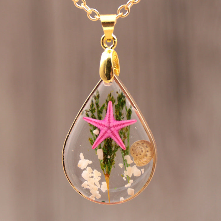 Natural Starfish Specimen Female Summer Resin Necklaces