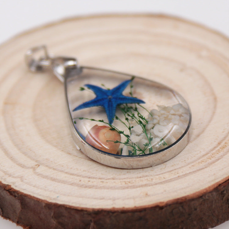 Natural Starfish Specimen Female Summer Resin Necklaces