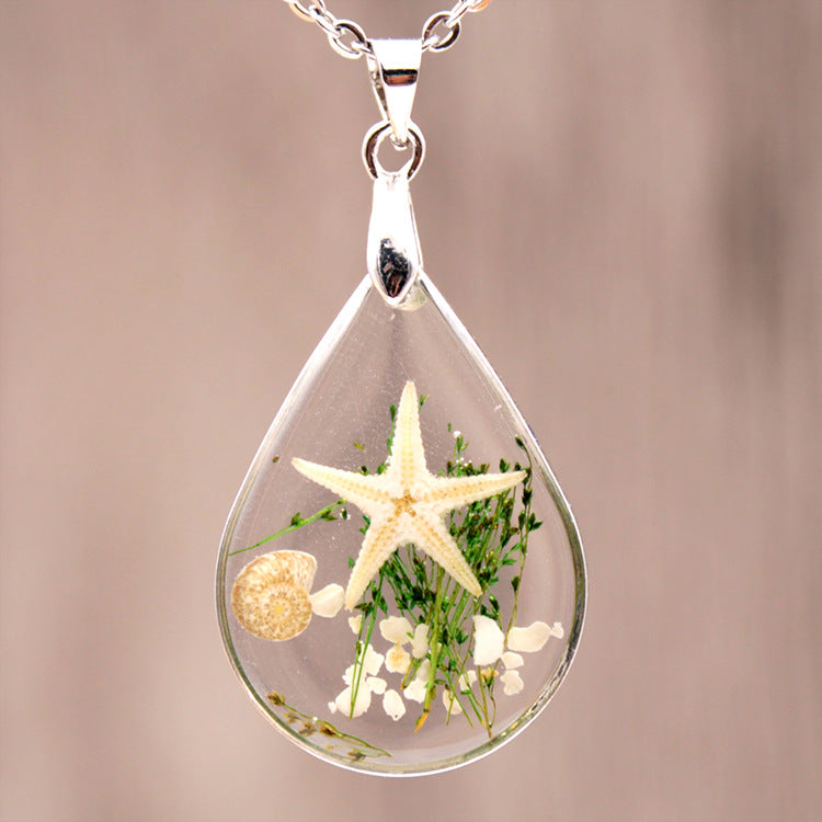Natural Starfish Specimen Female Summer Resin Necklaces