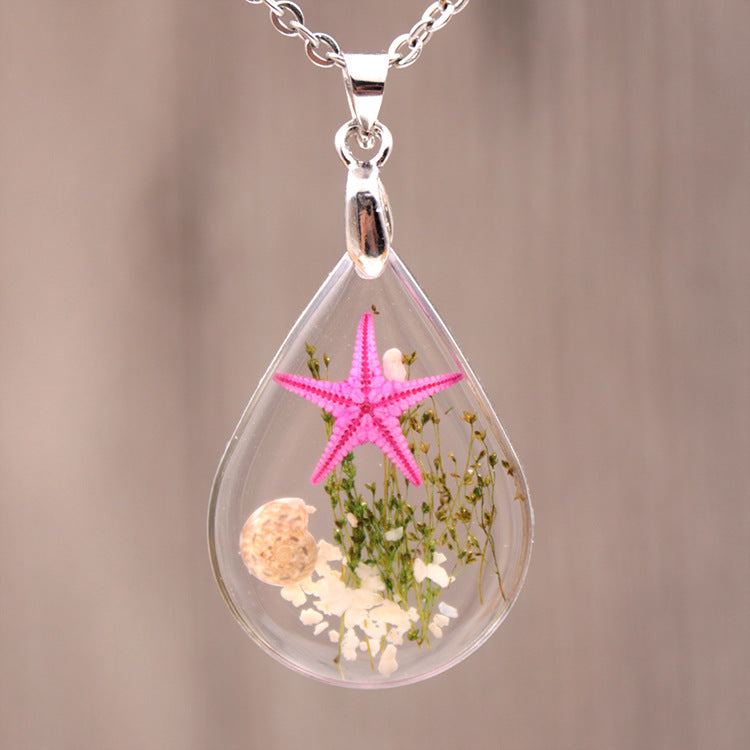 Natural Starfish Specimen Female Summer Resin Necklaces