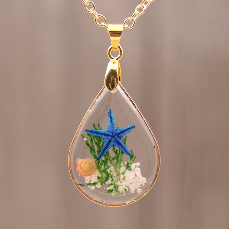 Natural Starfish Specimen Female Summer Resin Necklaces