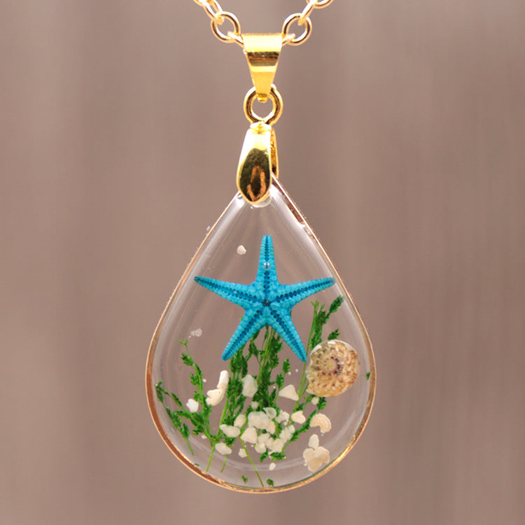 Natural Starfish Specimen Female Summer Resin Necklaces