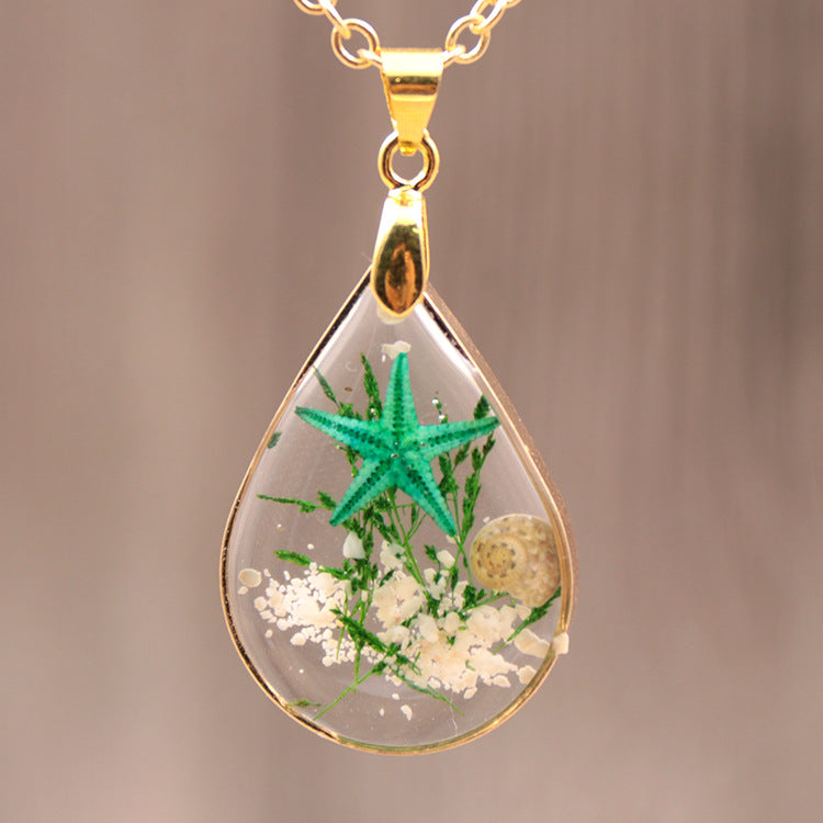 Natural Starfish Specimen Female Summer Resin Necklaces