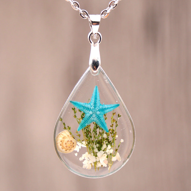 Natural Starfish Specimen Female Summer Resin Necklaces