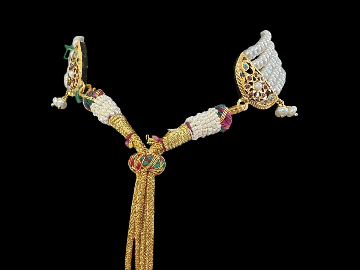 Navratan / Multicolored Jadau choker Set in Gold Plated Silver ( SHIPS IN 5 WEEKS  )