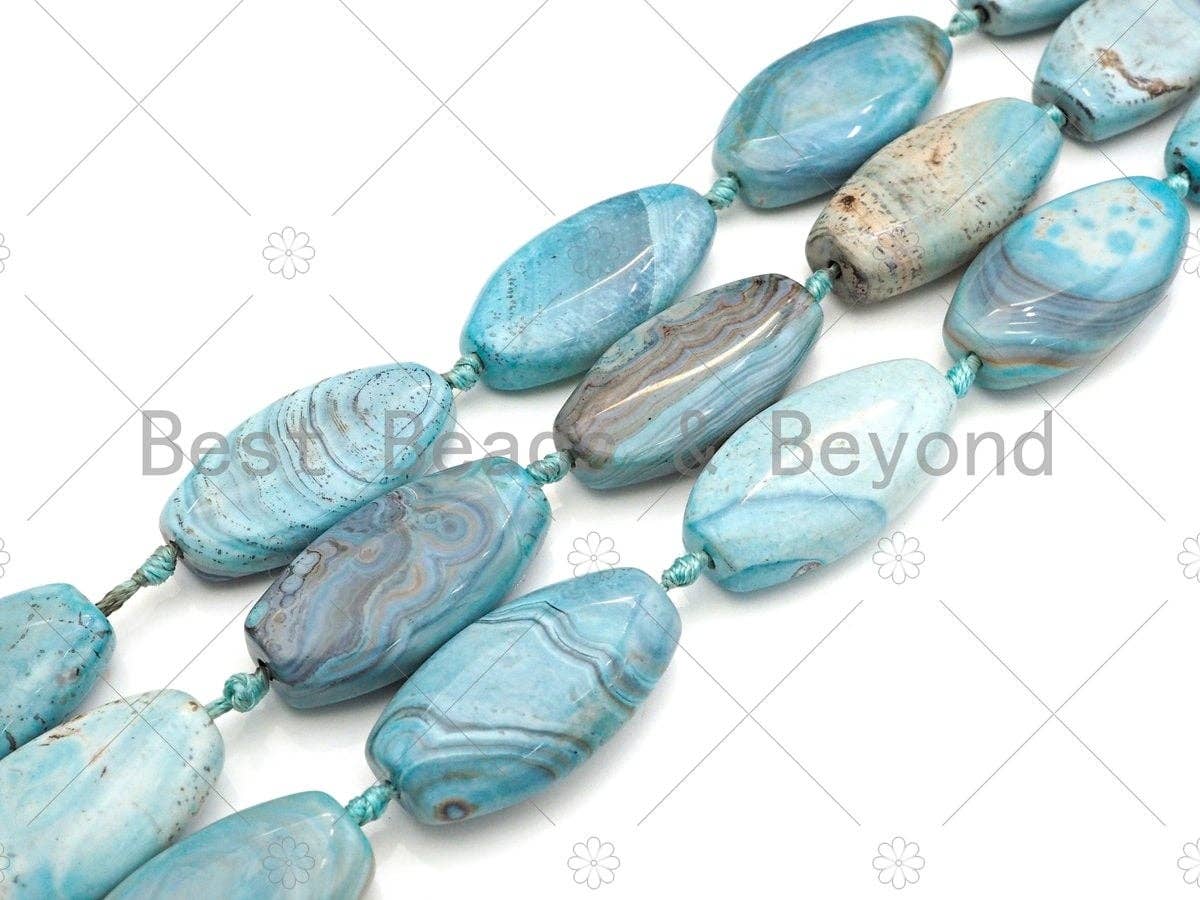 Natural Turquoise Blue Agate Oval Spacer Beads, Sku#U1021