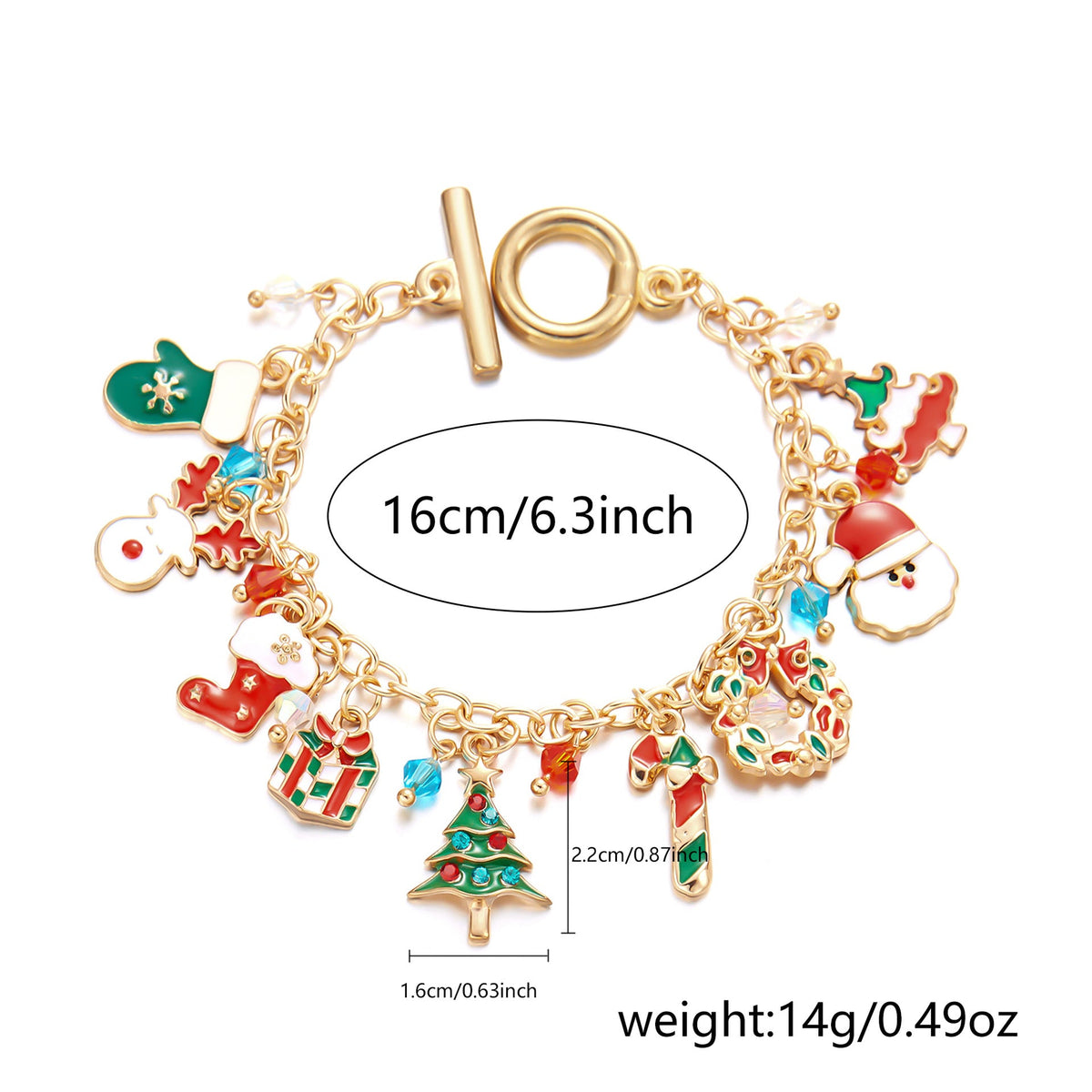 Cross-Border Christmas Bracelet With European And American Snow Santa Claus Bell Wreath Gift Pendant, Pull-Out Light Luxury Design Bracelet