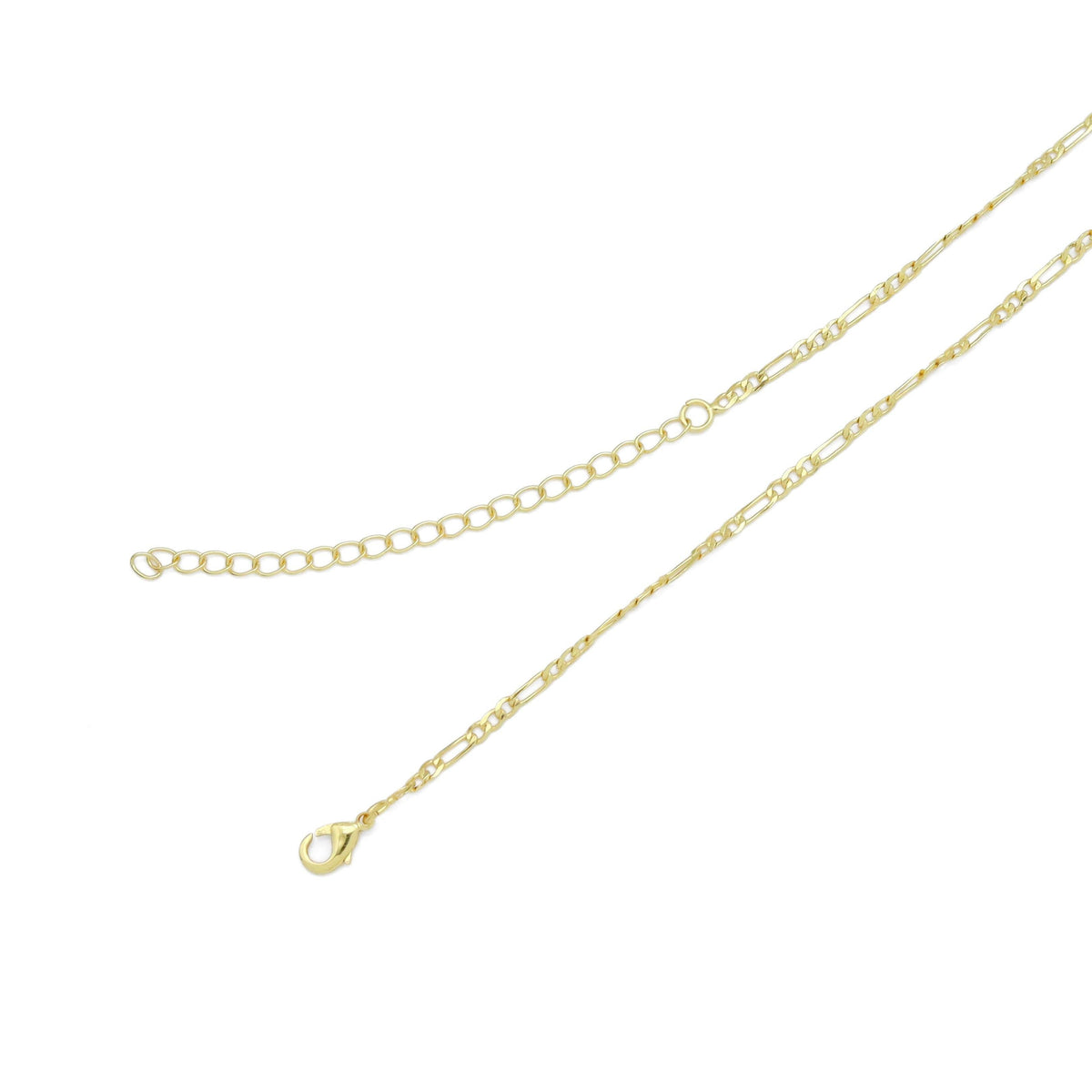 Flate Gold Figaro Chain Adjustable Necklace, Sku#LD593/JD04