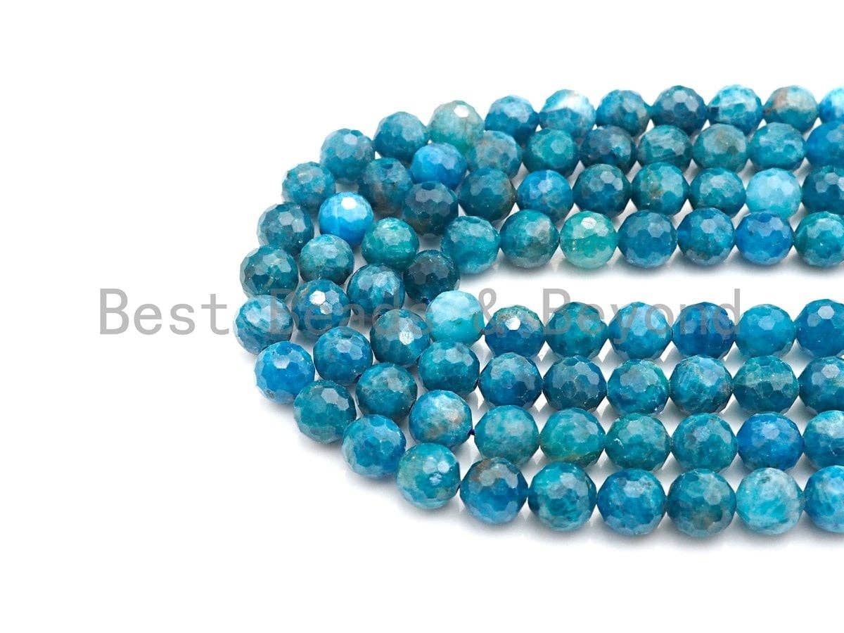High Quality Natural Apatite Beads, Round Faceted 6mm/8mm Apatite Beads, 15.5" Full Strand, Sku#U808