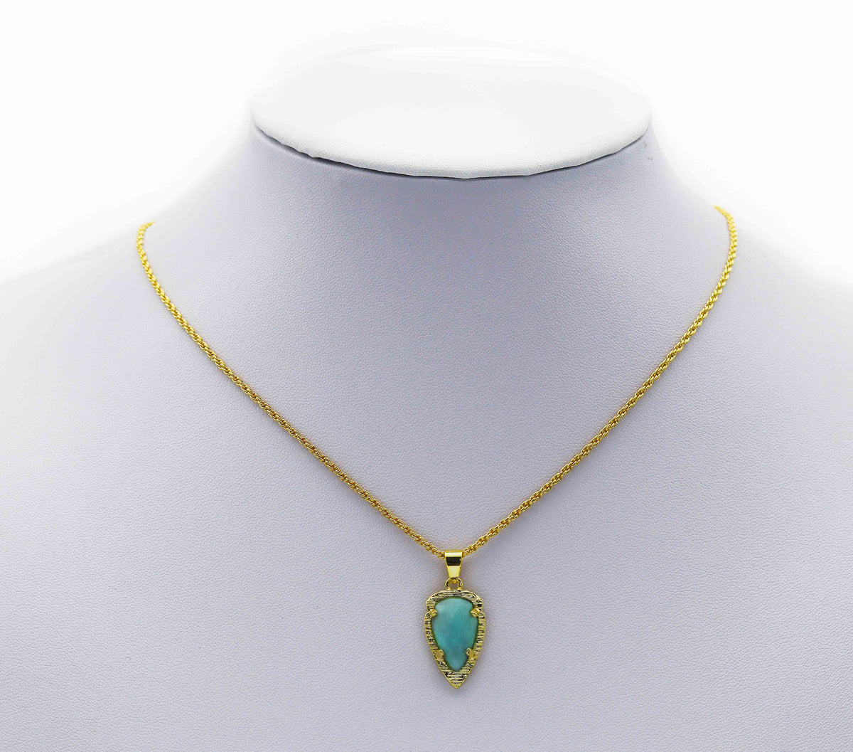 Gold Colorful Teardrop Gemstone Charm, Sku#LY08