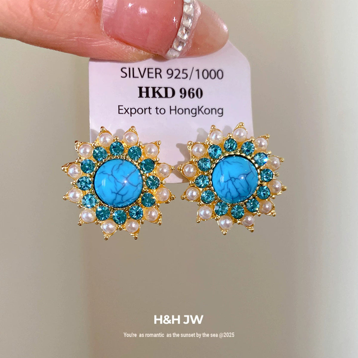 Womens Vintage Retro Round Floral Stud Earrings With Rhinestone Pearl And Stone Inlay,Costume Earrings For Daily Party Wear
