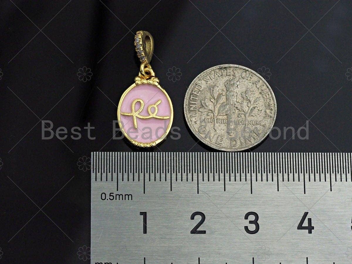 Enamel Oval Shape Charm Pendant, Gold Finish, Red/Black/Pink/White Oval Coin Charm, 11x17mm, sku#JL06