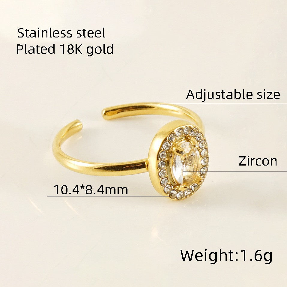 Female Ins Wind 18k Gold Titanium Steel Diamond Ring