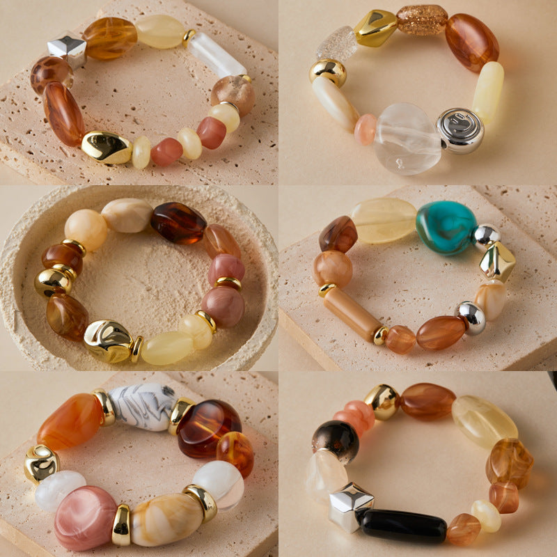 Irregular Acrylic Bead Bracelet Collection