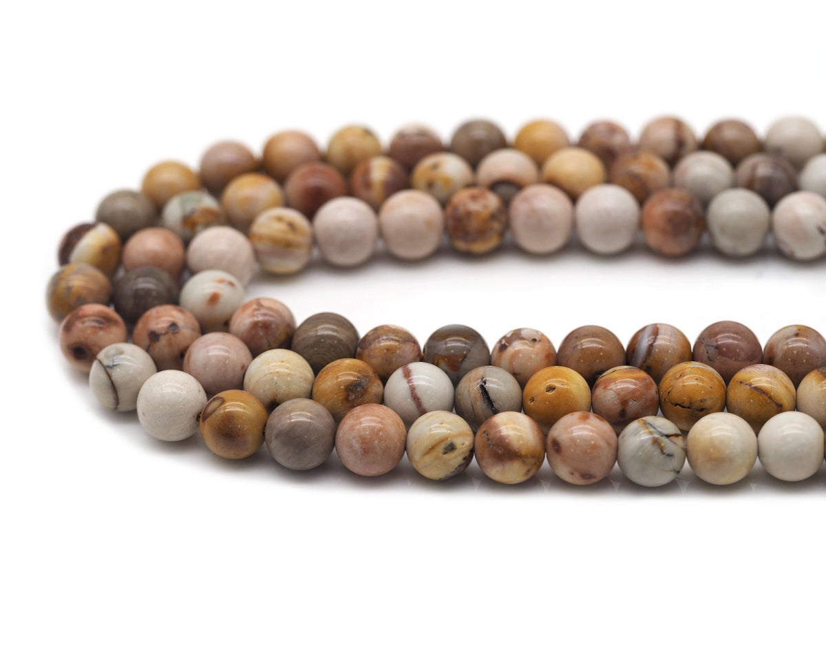 Natural Pink Brown African Agate Round Smooth Beads, Sku#U1324