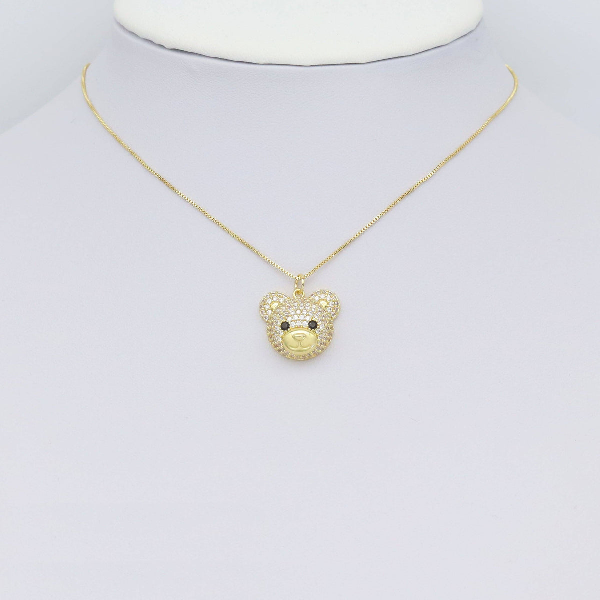 Clear Pink CZ Bear Head Shape Charm, Sku#A154