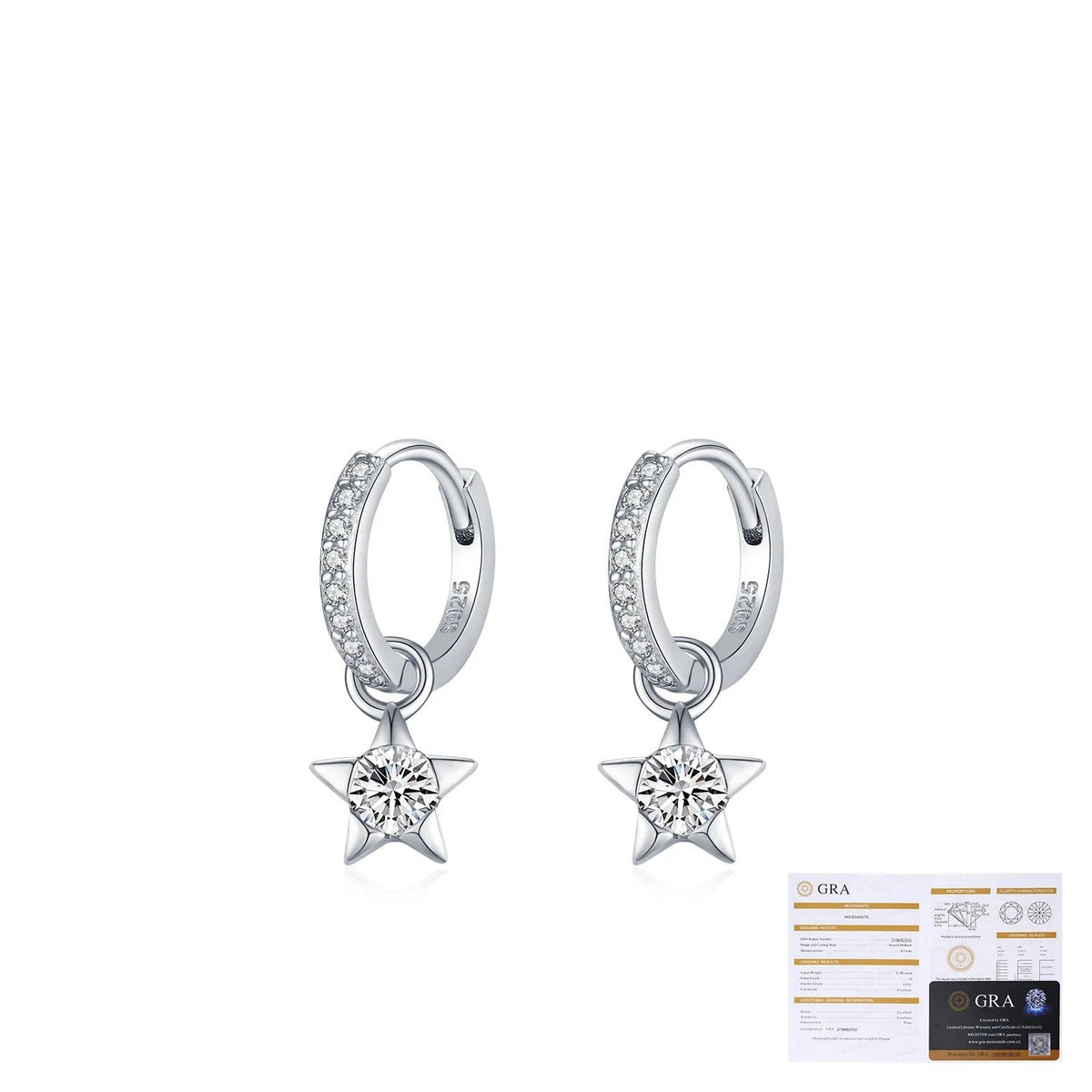 Star-Shaped D-Color VVS1 Moissanite Stud Earrings in Sterling Silver