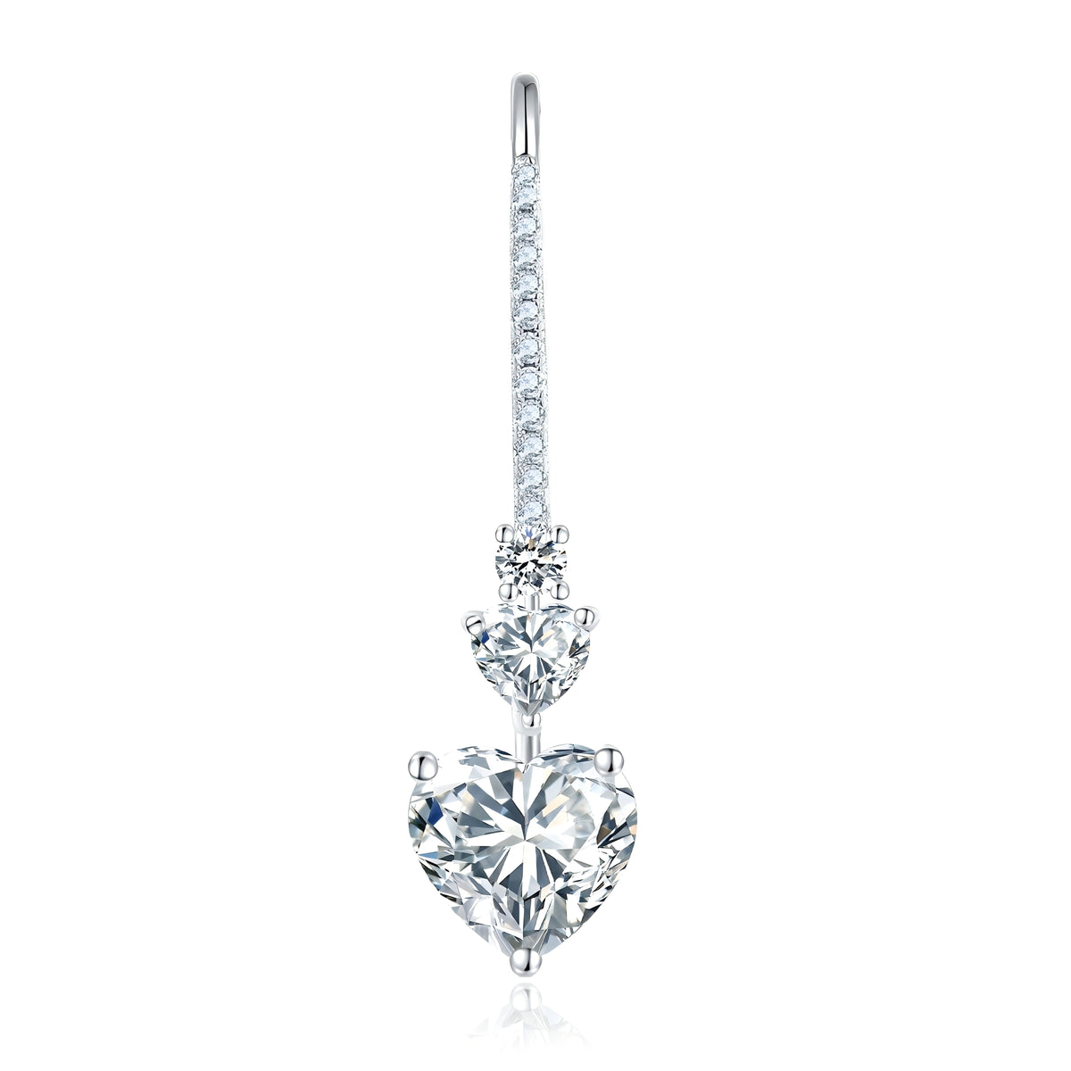 S925 Sterling Silver Heart Shaped Moissanite Dangle Earrings  Platinum Plated Hook Earrings With GRA Certificate Elegant Jewelry Gift Box Set For Women