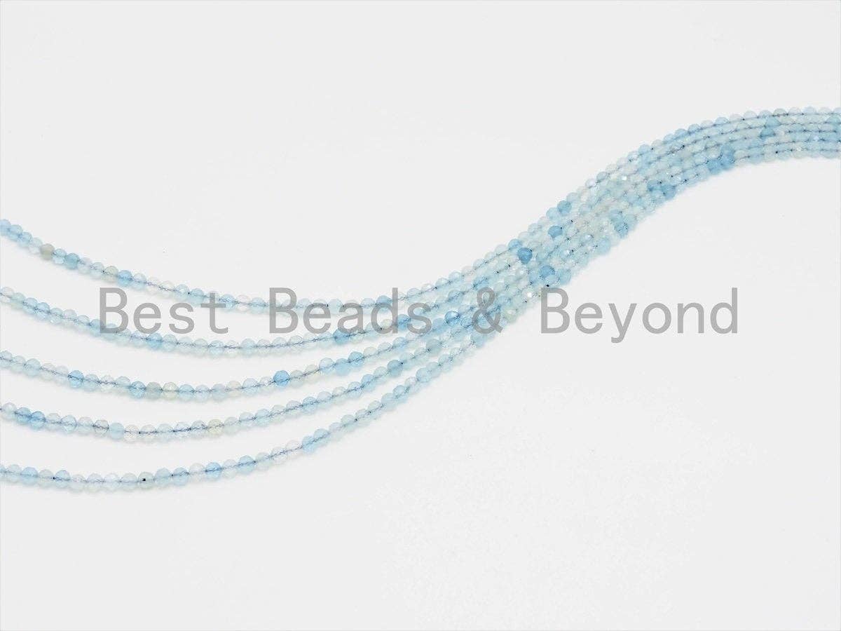 High Quality Natural Aquamarine Round/Rondelle beads, 3mm/4mm/3x4mm, Faceted Round/ Roundelle Gemstone Beads, 15.5inch strand, SKU#U421