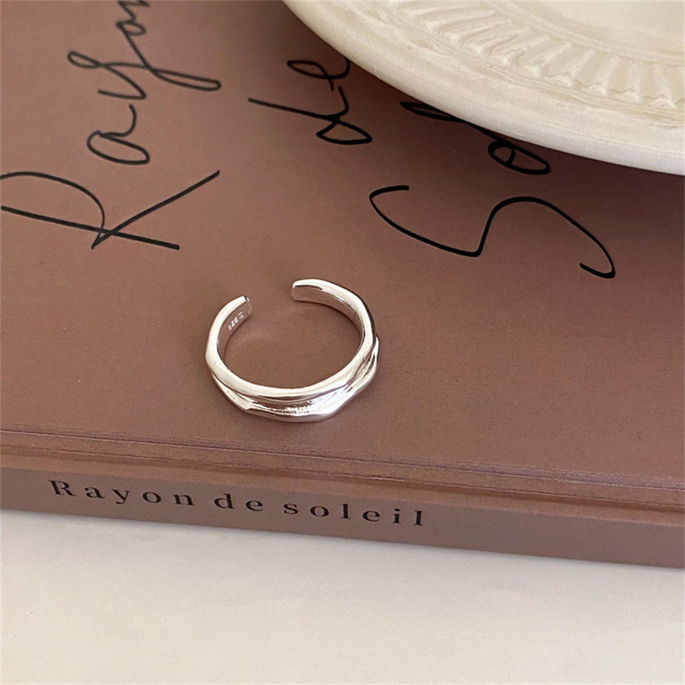 Vintage S925 Silver Women Rings, Unique Design Light Luxury High-End Bands
