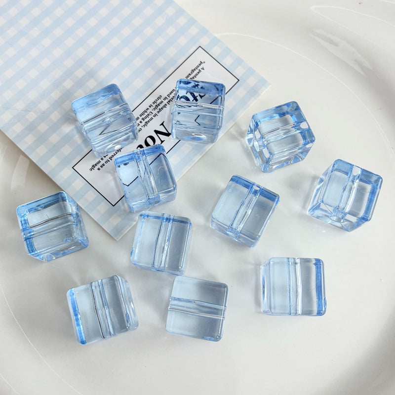 Flat Clear Acrylic Cube Beads, Framed Jelly Square Charms With Vertical Hole For DIY Jewelry Making, Bracelets, Necklaces & Keychains, Mixed Candy Colors