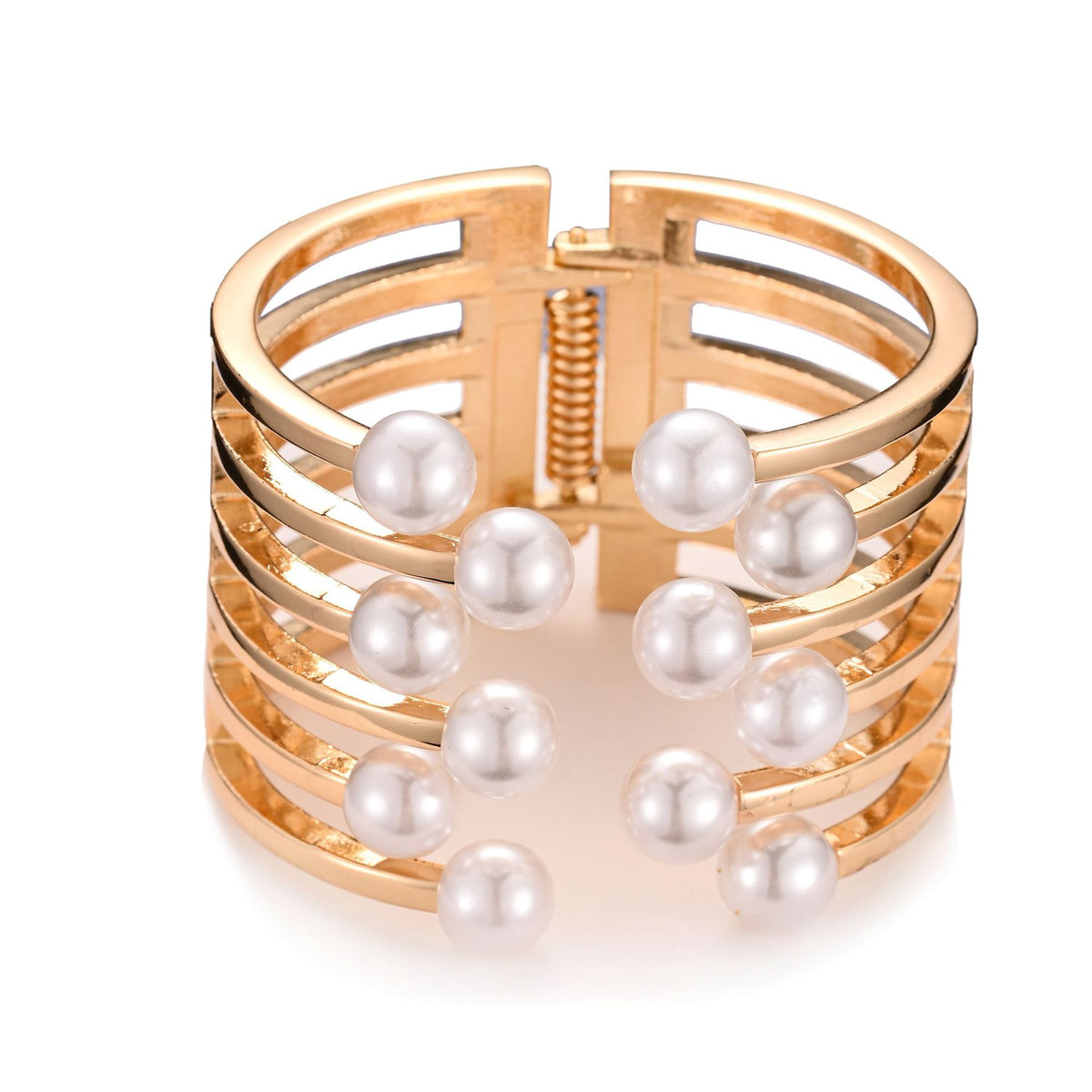 Alloy Fan-Shaped Symmetrical Pearl Bracelet For Women
