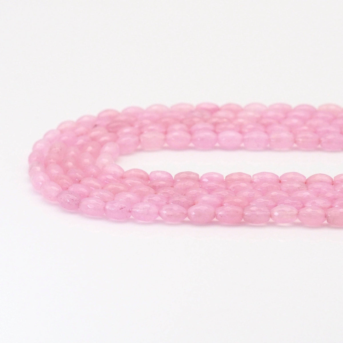 Rice Shape Faceted Pink Jade Beads, Sku#U1716