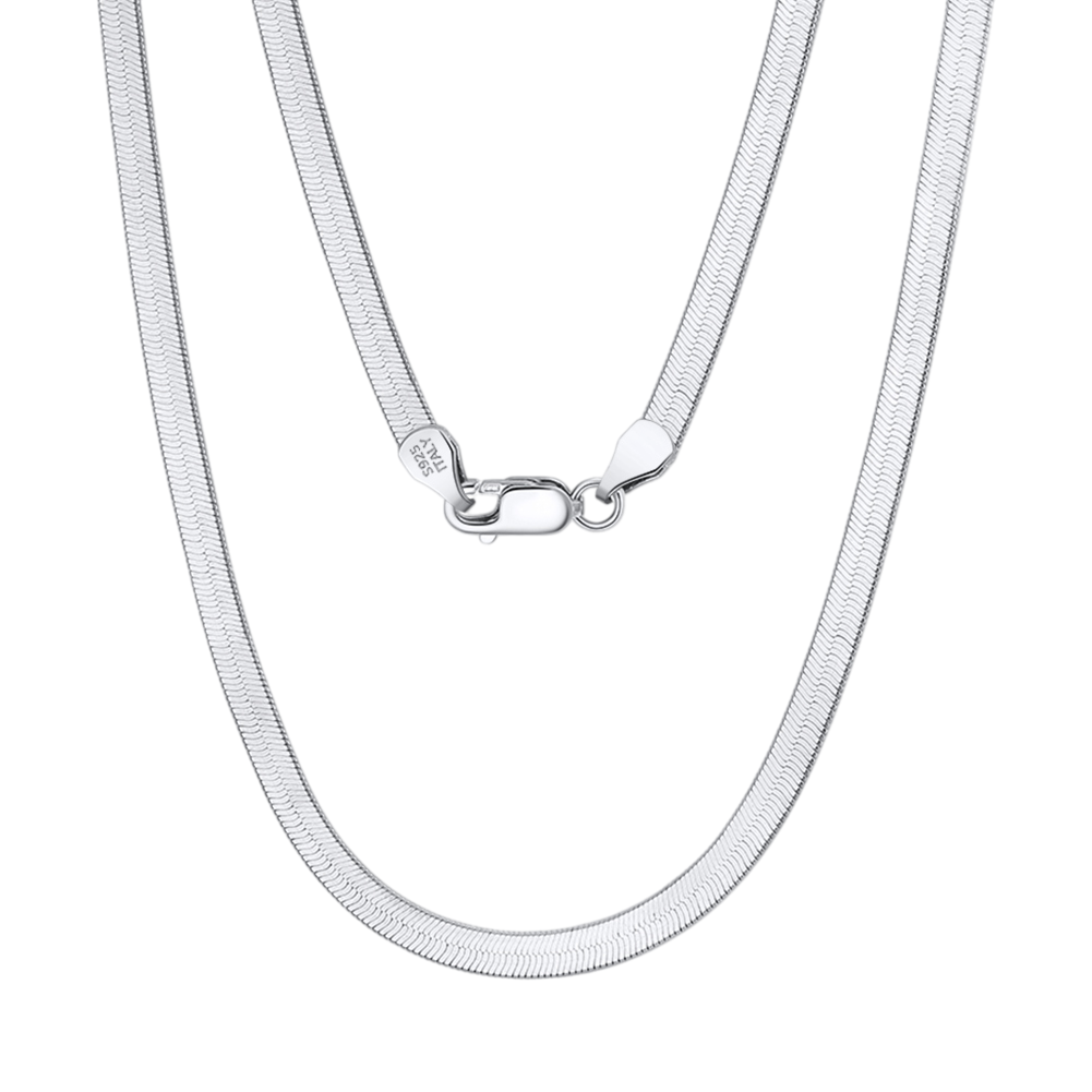 925 Sterling Silver Elegant  Herringbone Chain Necklace with Secure Lobster Clasp