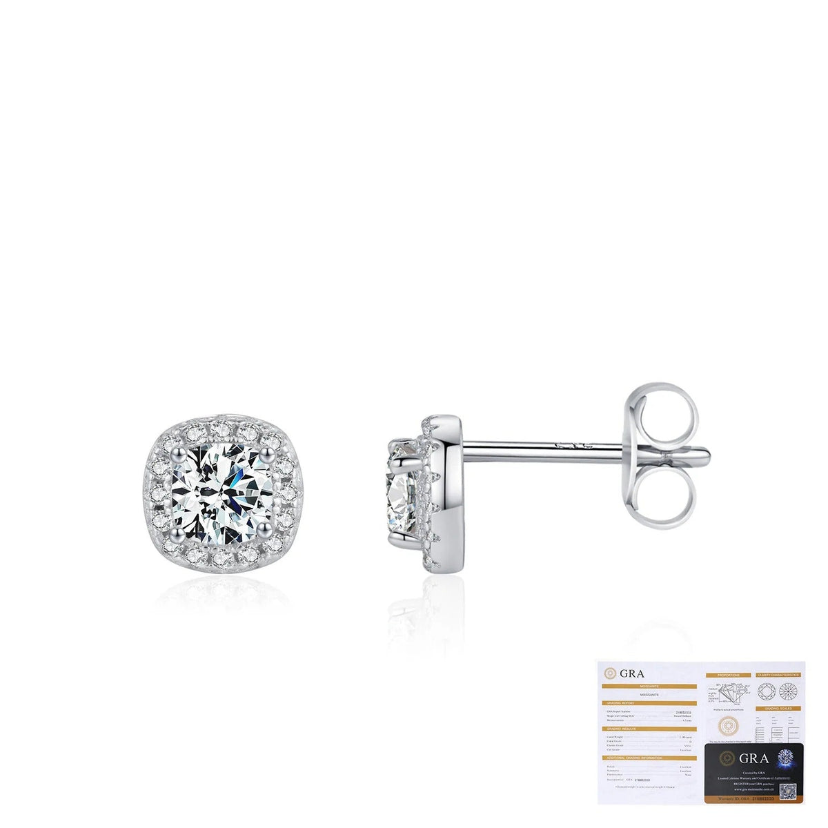 Geometric D-Color VVS1 Moissanite Stud Earrings in Sterling Silver