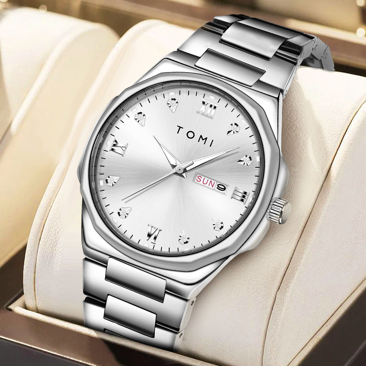 Simple Diamond Encrusted Quartz Watch Fashionable