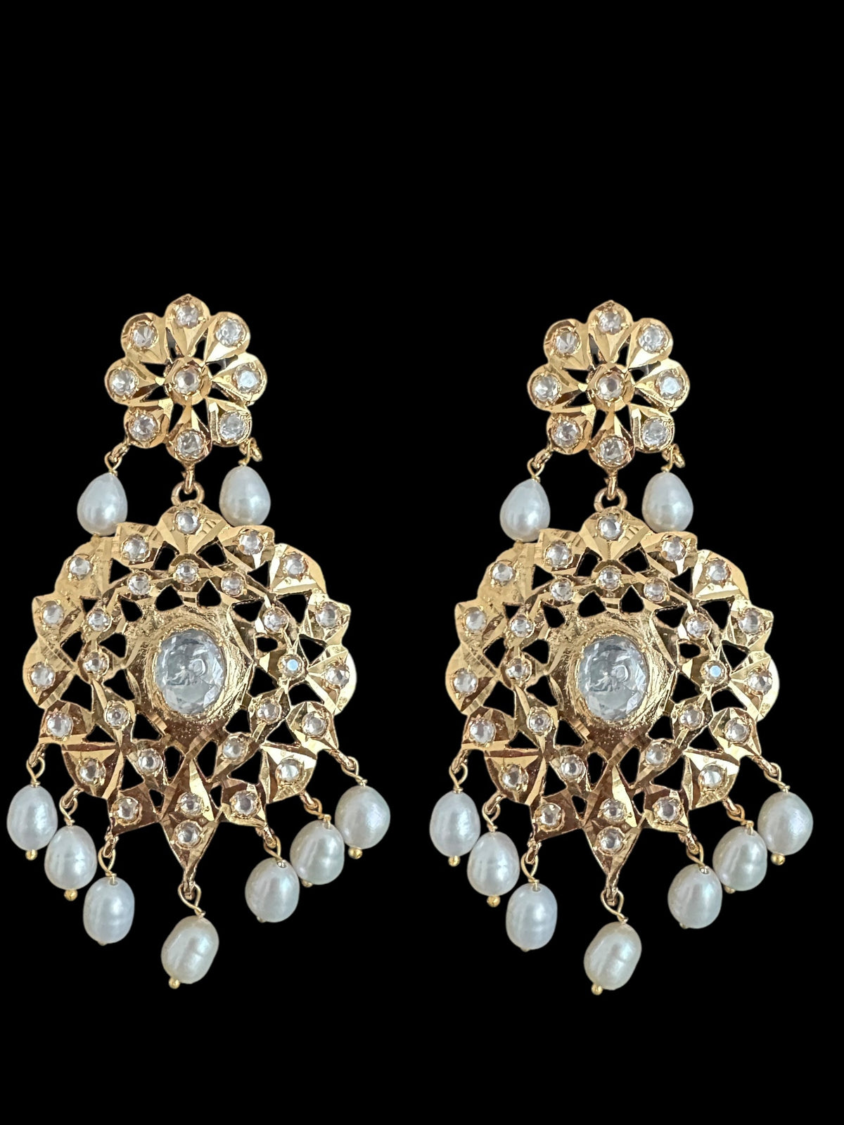 DLN119 Moissanite Polki Asif jaahi Rani haar with pearls ( READY TO SHIP )