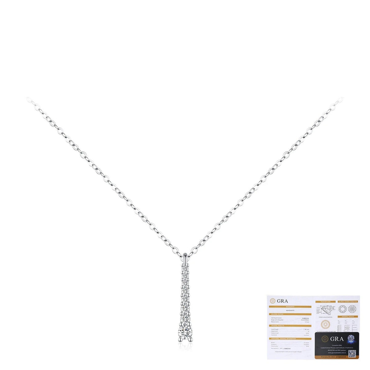 Y-Shaped Tassel Pendant Necklace in Sterling Silver with D-Color VVS1 Moissanite Accents