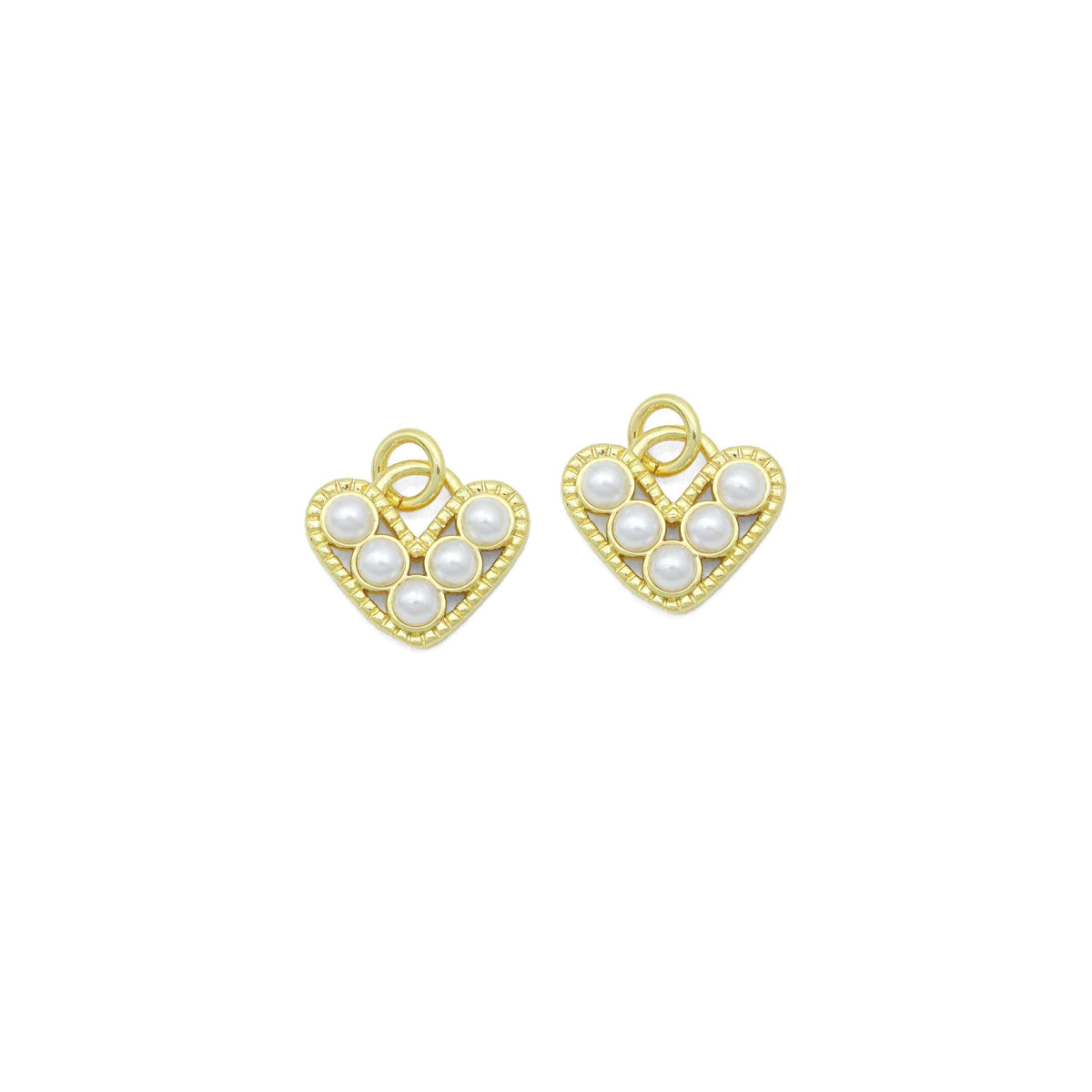 Gold White Pearl Heart Charm Pendant,Sku#LD723