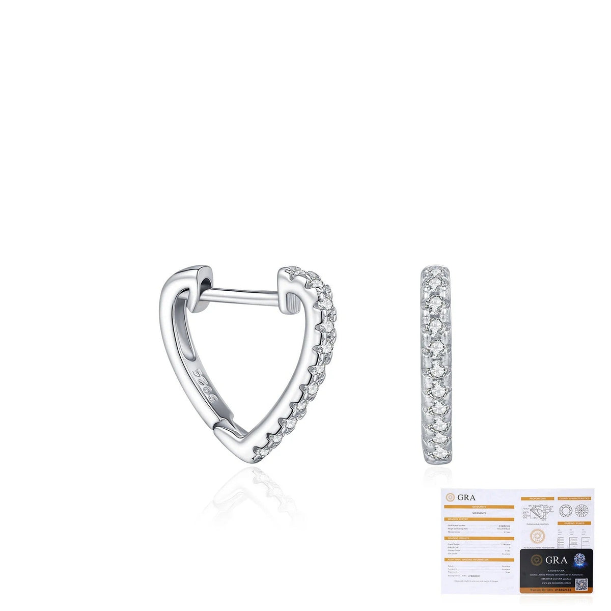 Heart-Shaped D-Color VVS1 Moissanite Accent Earrings in Sterling Silver