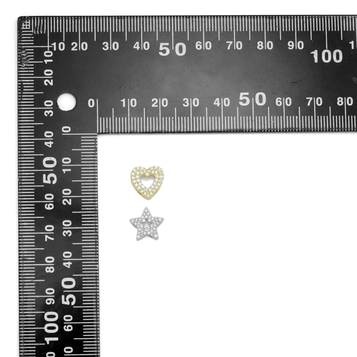 CZ Heart Star Spacer Connector Charm Beads, sku#A312