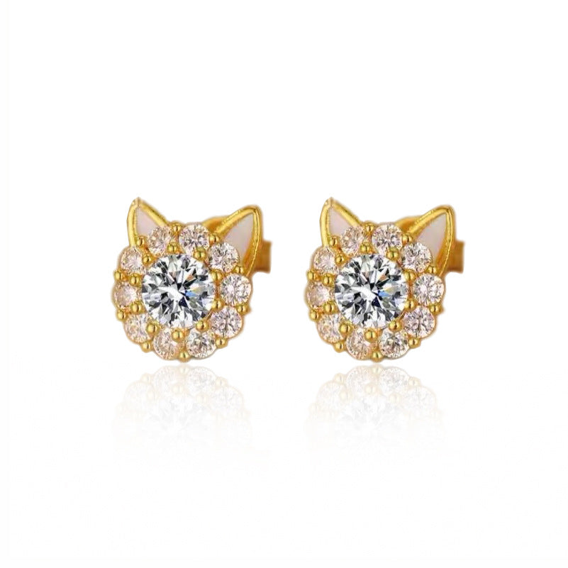 Swivel Luckies Cat Opening Ring Women's Niche Design Sense Refreshing High Sense Swivel Kitten Adjustable Ring