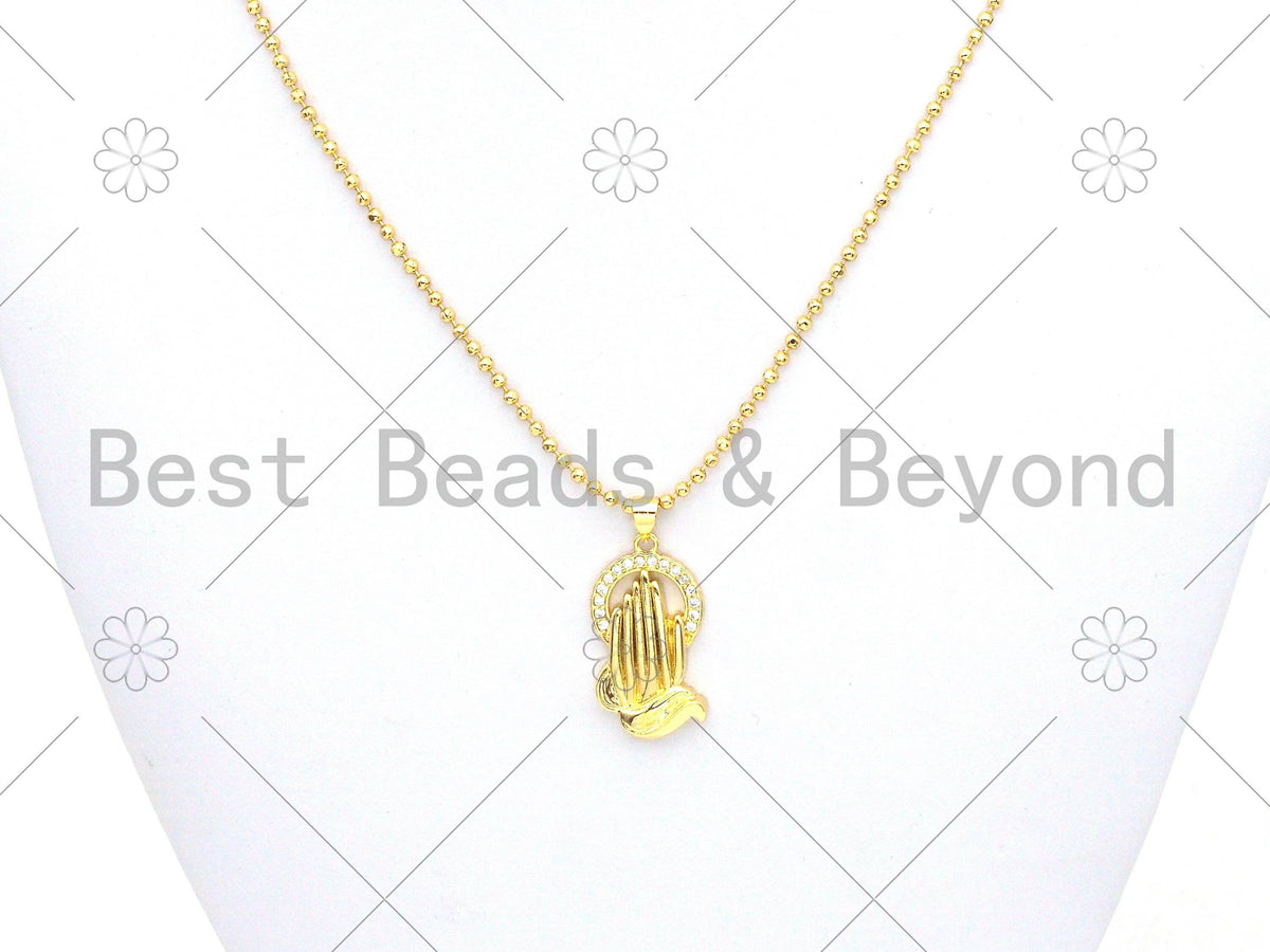CZ Micro Pave Hand With Round Ring Shape Pendant/Charm,18K Gold Filled Hand Charm, Necklace Bracelet Charm Pendant,15x28mm,Sku#LK376