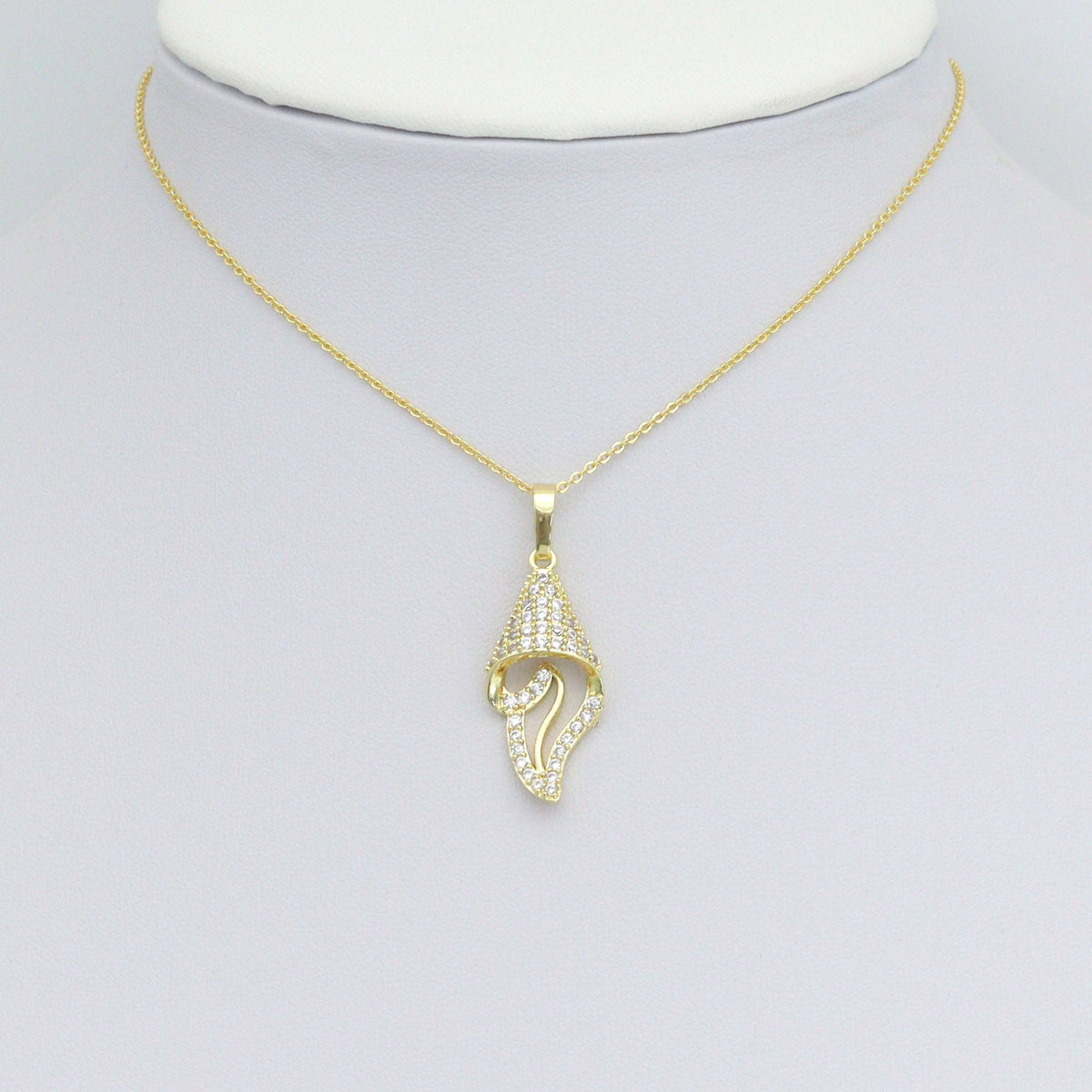 CZ Gold Silver Snail Flower Shape Charm Pendant, Sku#A462