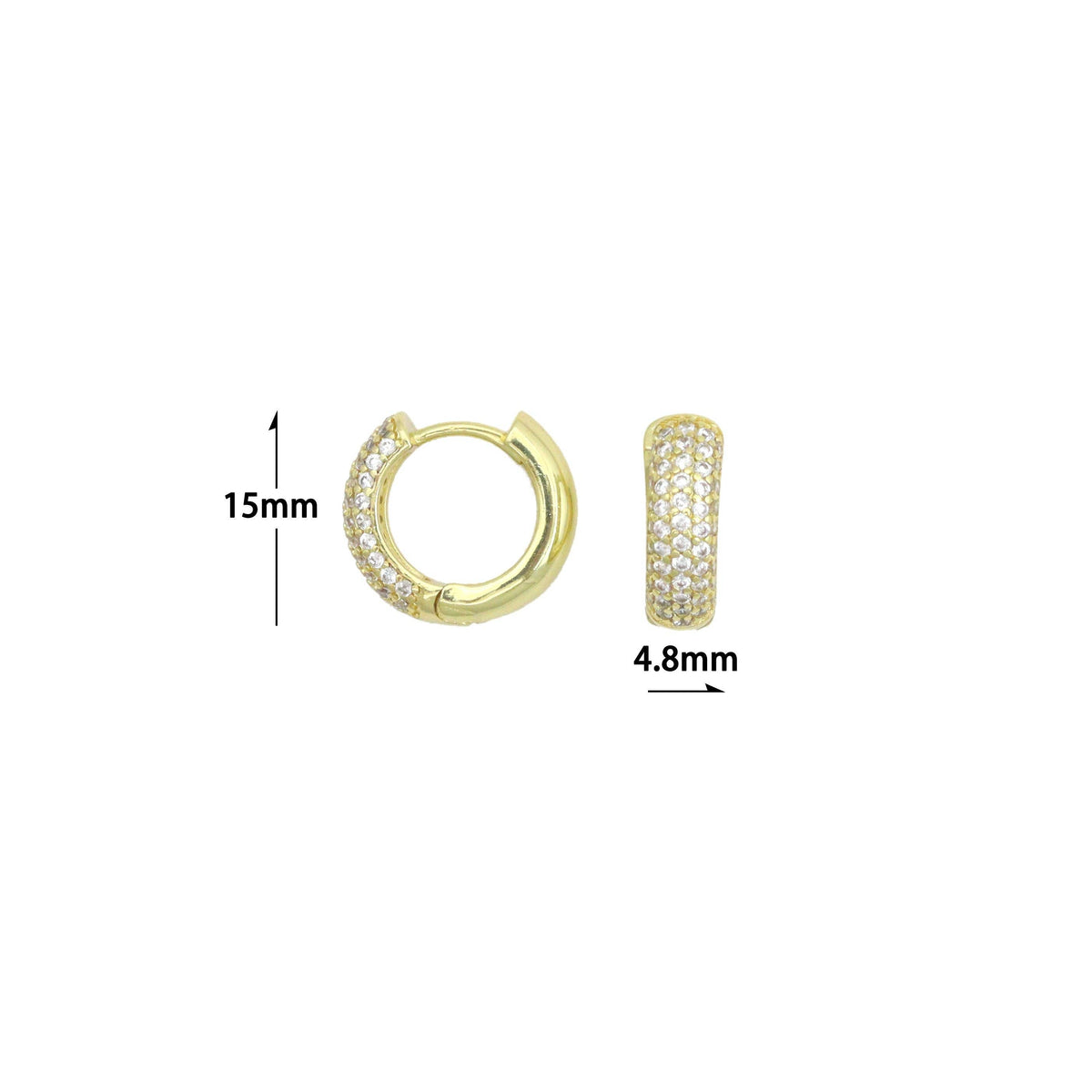 Clear CZ Silver Gold Hoop Earrings, Sku#A478