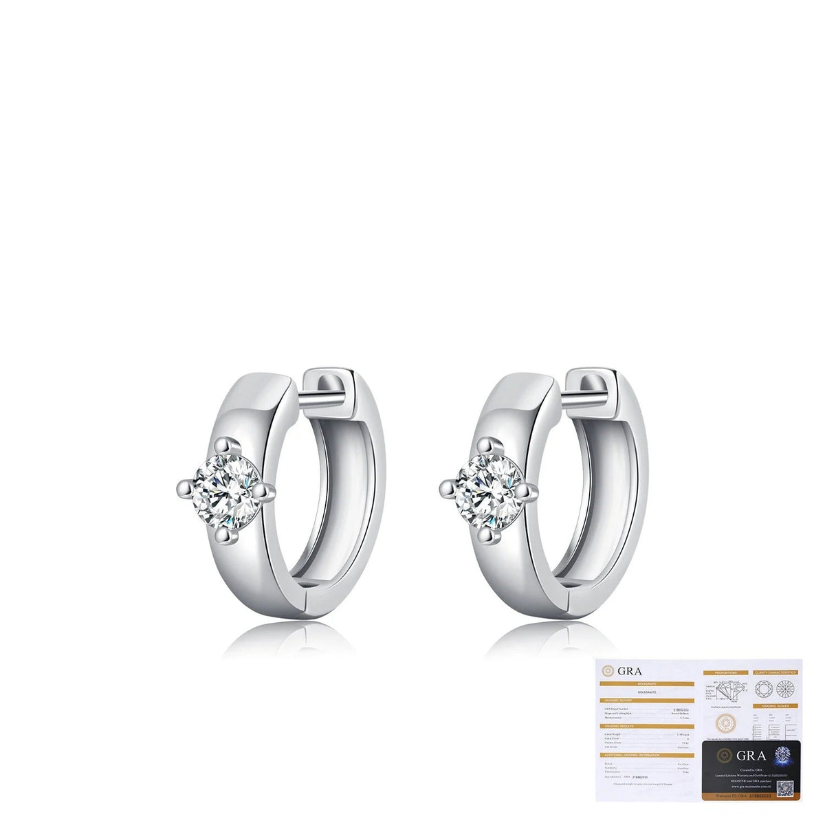 U-Shaped D-Color VVS1 Moissanite Hoop Earrings in Sterling Silver