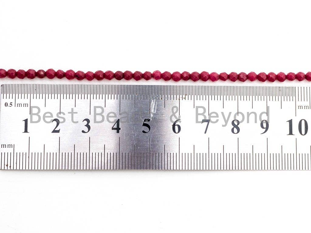 Ruby Jade beads Strand, 3mm/4mm Round Faceted beads, Red  Jade Beads, 15.5inch strand, SKU#U127