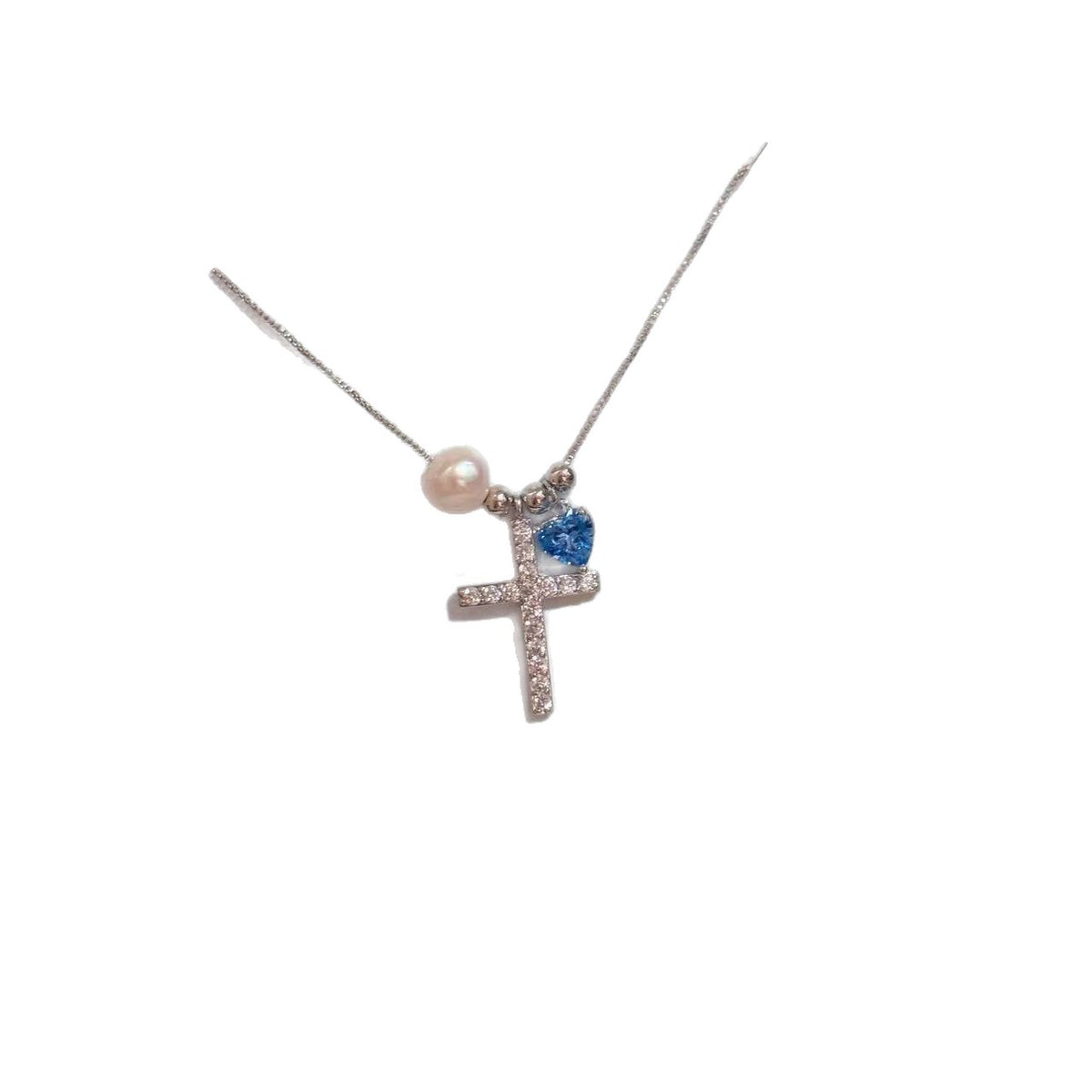 Pearl-and-zircon Clavicle Necklace Delicate And Elegant