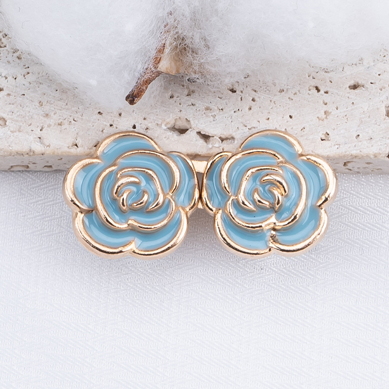 Nail-free rose waist buckle-fluorescent green-alloy-1 pair