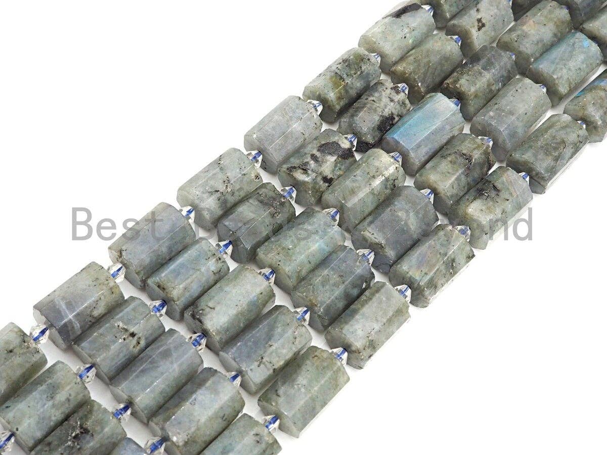High Quality Natural Labradorite Cylinder Facted Beads, Natural Labradorite beads, 12x18mm, sku#U665